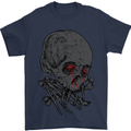 Crying Blood Skull Mens T-Shirt Cotton Gildan Navy Blue