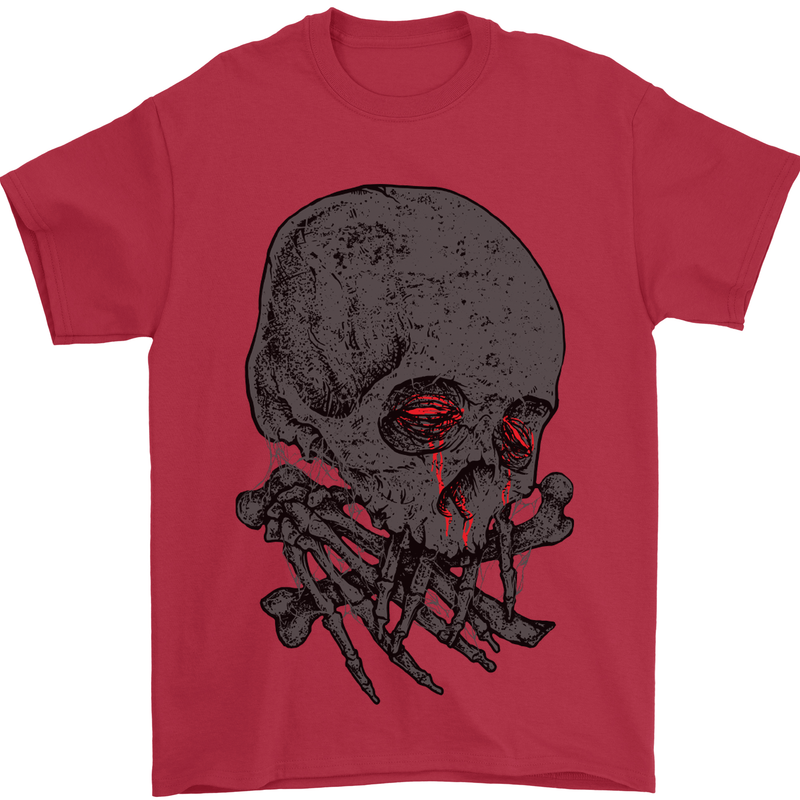 Crying Blood Skull Mens T-Shirt Cotton Gildan Red