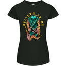 Cthulhu Believe in Me Octopus Kraken Skull Womens Petite Cut T-Shirt Black