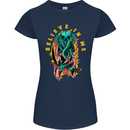 Cthulhu Believe in Me Octopus Kraken Skull Womens Petite Cut T-Shirt Navy Blue