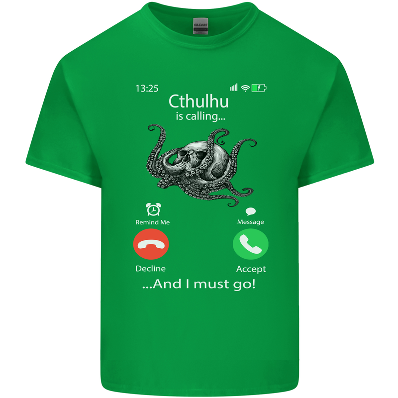 Cthulhu Is Calling Funny Kraken Mens Cotton T-Shirt Tee Top Irish Green