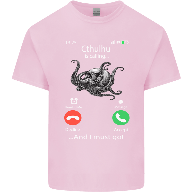 Cthulhu Is Calling Funny Kraken Mens Cotton T-Shirt Tee Top Light Pink