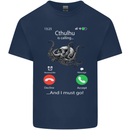 Cthulhu Is Calling Funny Kraken Mens Cotton T-Shirt Tee Top Navy Blue