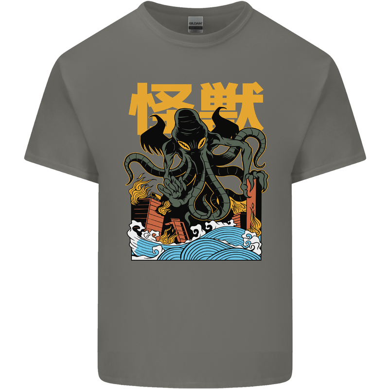Cthulhu Japanese Anime Kraken Mens Cotton T-Shirt Tee Top Charcoal