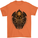 Cthulhu Octopus Kraken Devil Skull Demon Mens T-Shirt Cotton Gildan Orange