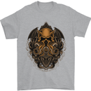 Cthulhu Octopus Kraken Devil Skull Demon Mens T-Shirt Cotton Gildan Sports Grey
