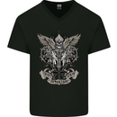 Cure the Infektion Skull Motorbike Biker Mens V-Neck Cotton T-Shirt Black