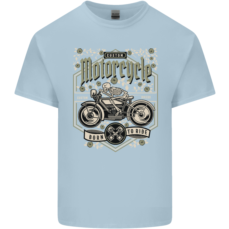 Custom Motorcycle Biker Motorbike Mens Cotton T-Shirt Tee Top Light Blue