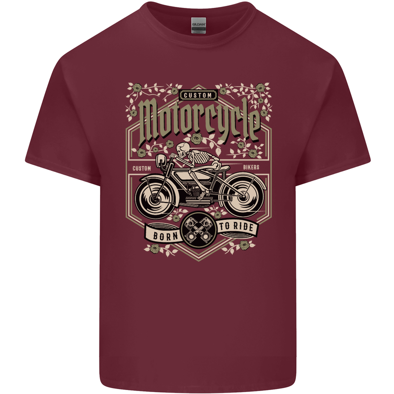 Custom Motorcycle Biker Motorbike Mens Cotton T-Shirt Tee Top Maroon