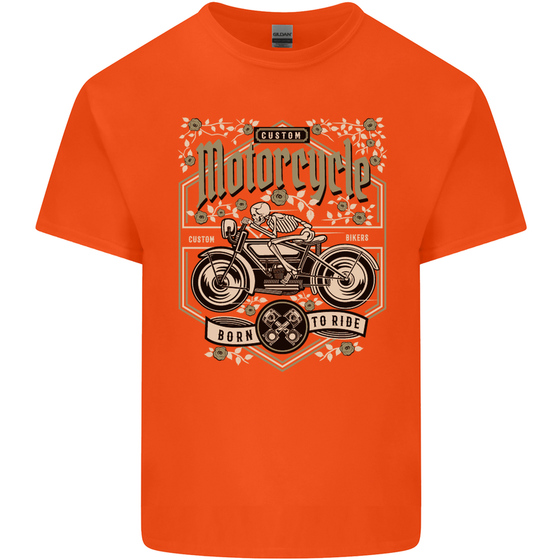 Custom Motorcycle Biker Motorbike Mens Cotton T-Shirt Tee Top Orange