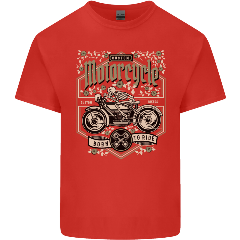 Custom Motorcycle Biker Motorbike Mens Cotton T-Shirt Tee Top Red