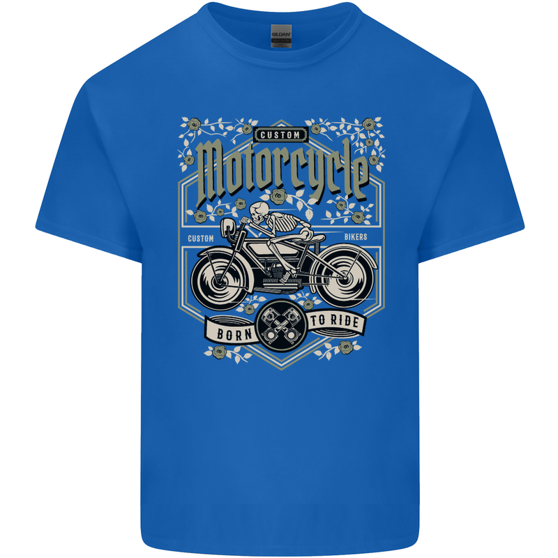 Custom Motorcycle Biker Motorbike Mens Cotton T-Shirt Tee Top Royal Blue