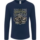 Custom Motorcycle Biker Motorbike Mens Long Sleeve T-Shirt Navy Blue