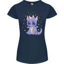 Cute Kawaii Baby Dragon Womens Petite Cut T-Shirt Navy Blue