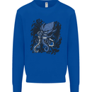 Cyberpunk Cthulhu Kraken Octopus Kids Sweatshirt Jumper Royal Blue