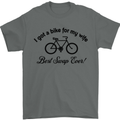Cycling A Bike for My Wife Cyclist Funny Mens T-Shirt Cotton Gildan Charcoal