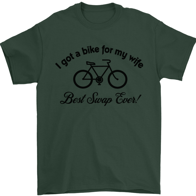 Cycling A Bike for My Wife Cyclist Funny Mens T-Shirt Cotton Gildan Forest Green