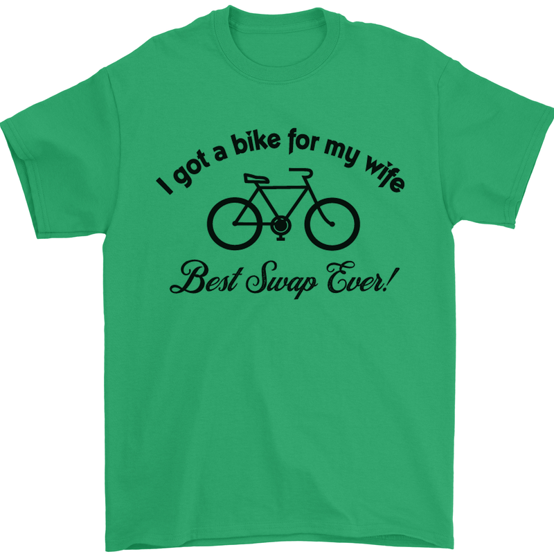 Cycling A Bike for My Wife Cyclist Funny Mens T-Shirt Cotton Gildan Irish Green
