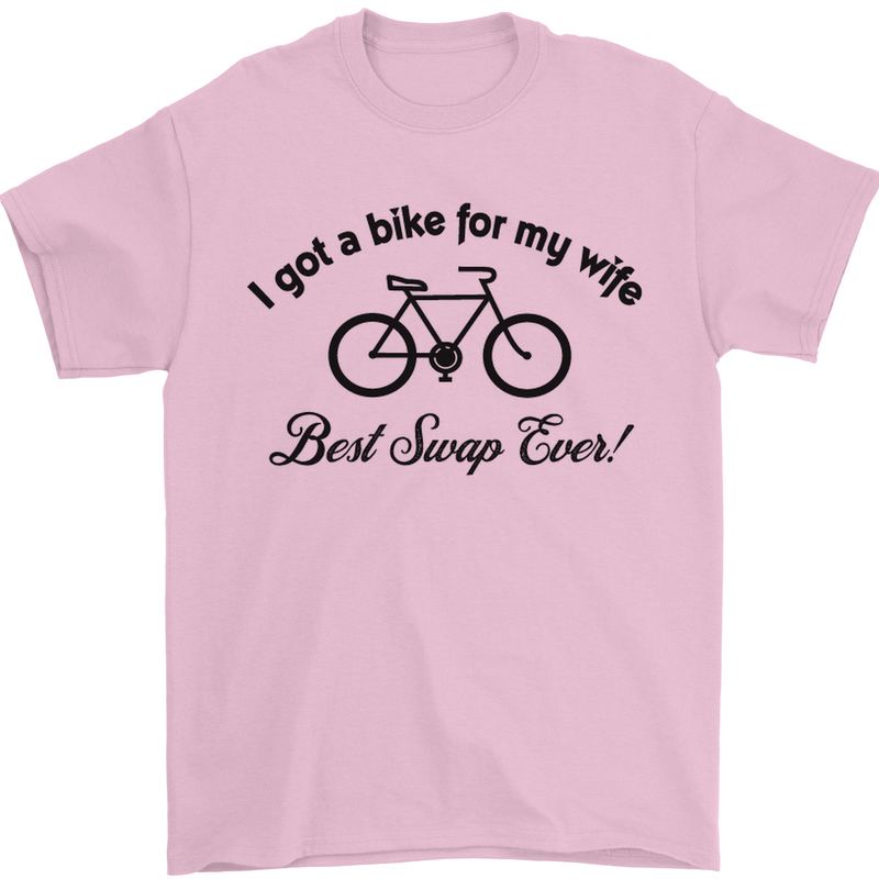 Cycling A Bike for My Wife Cyclist Funny Mens T-Shirt Cotton Gildan Light Pink
