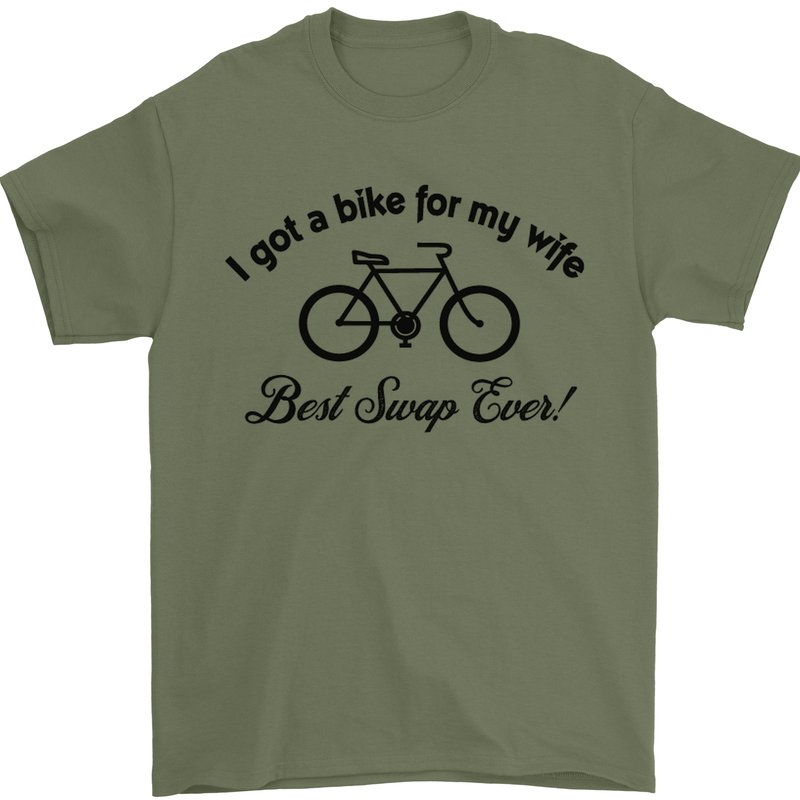 Cycling A Bike for My Wife Cyclist Funny Mens T-Shirt Cotton Gildan Military Green
