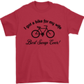 Cycling A Bike for My Wife Cyclist Funny Mens T-Shirt Cotton Gildan Red