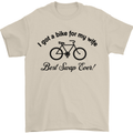 Cycling A Bike for My Wife Cyclist Funny Mens T-Shirt Cotton Gildan Sand