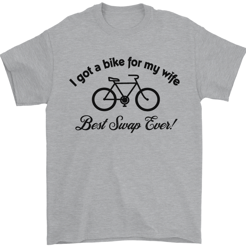 Cycling A Bike for My Wife Cyclist Funny Mens T-Shirt Cotton Gildan Sports Grey