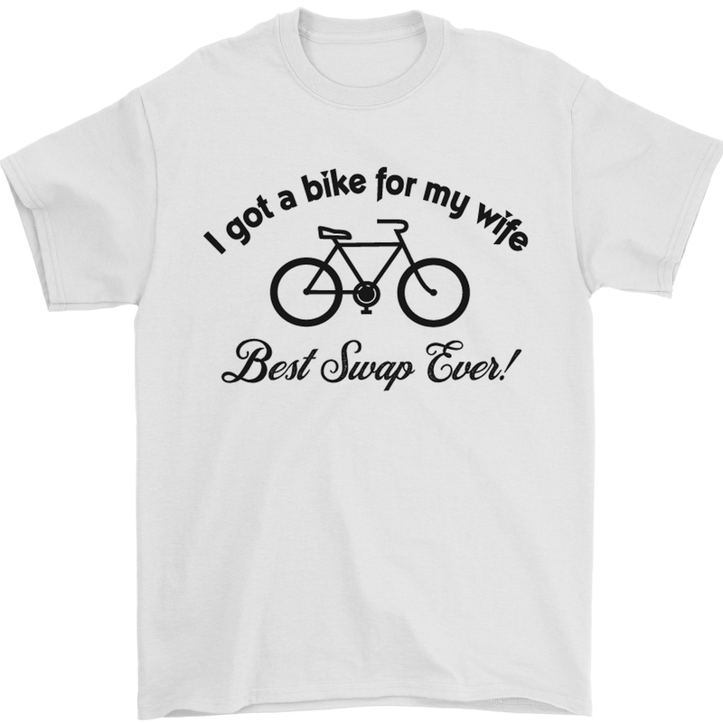 Cycling A Bike for My Wife Cyclist Funny Mens T-Shirt Cotton Gildan White