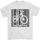 Cycling Barcode Cyclist Bicycle Mens T-Shirt Cotton Gildan White