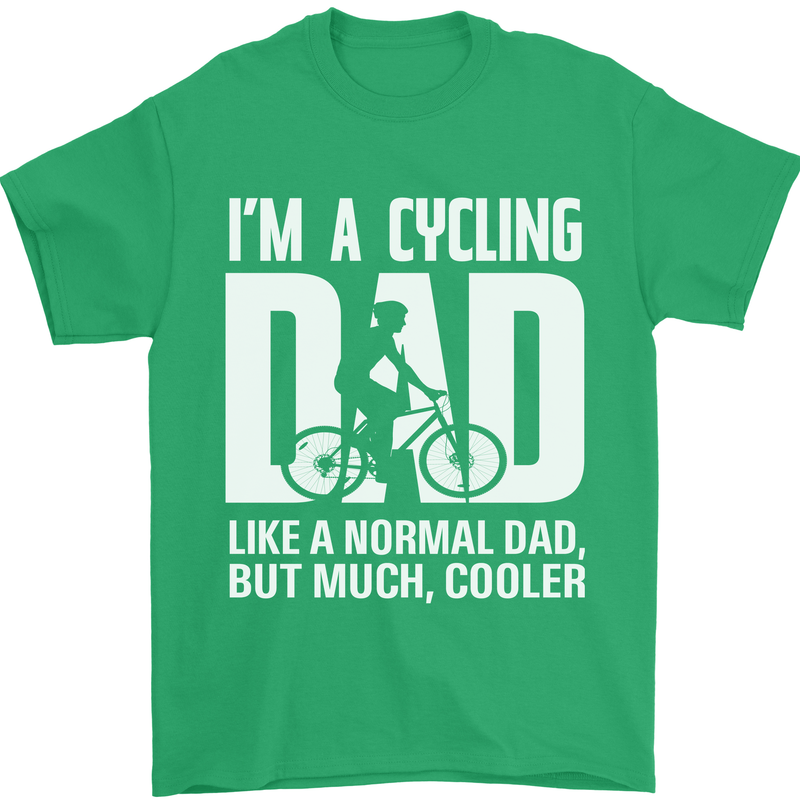 Cycling Dad Like a Normal Dad Father's Day Mens T-Shirt Cotton Gildan Irish Green