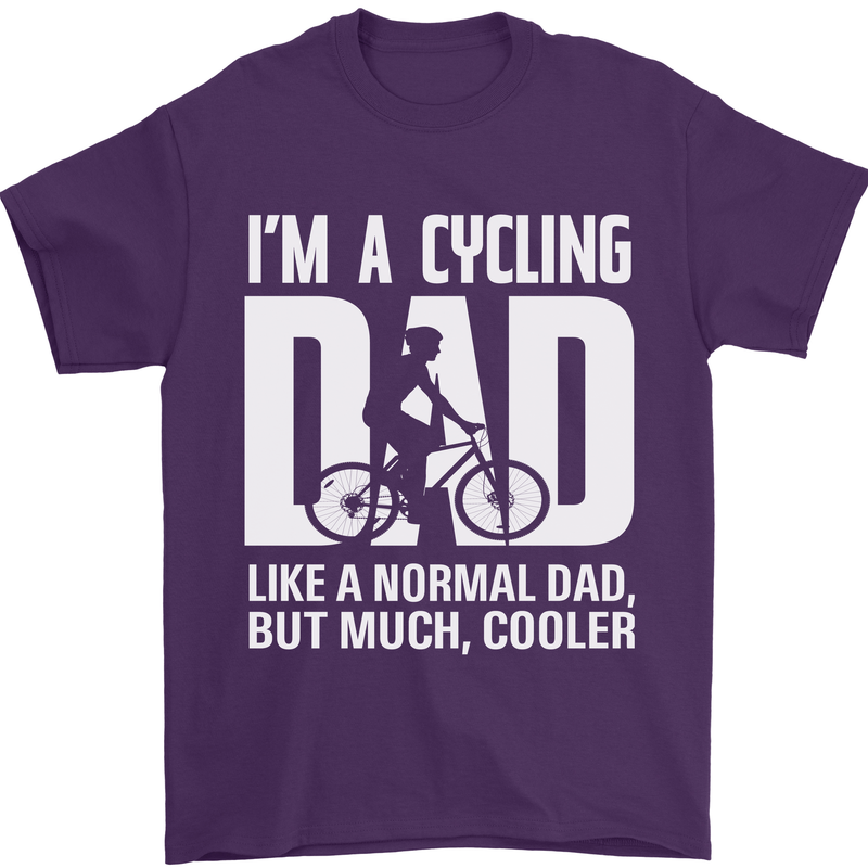 Cycling Dad Like a Normal Dad Father's Day Mens T-Shirt Cotton Gildan Purple