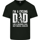 Cycling Dad Like a Normal Dad Father's Day Mens V-Neck Cotton T-Shirt Black