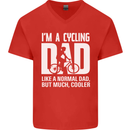 Cycling Dad Like a Normal Dad Father's Day Mens V-Neck Cotton T-Shirt Red
