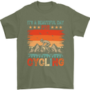 Cycling Day Funny Cyclist Bicycle MTB Bike Mens T-Shirt Cotton Gildan Military Green