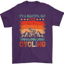 Cycling Day Funny Cyclist Bicycle MTB Bike Mens T-Shirt Cotton Gildan Purple
