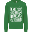 Cycling Eat Sleep Bike Repeat Funny Bicycle Mens Sweatshirt Jumper Irish Green