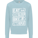 Cycling Eat Sleep Bike Repeat Funny Bicycle Mens Sweatshirt Jumper Light Blue