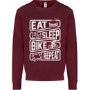 Cycling Eat Sleep Bike Repeat Funny Bicycle Mens Sweatshirt Jumper Maroon