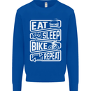 Cycling Eat Sleep Bike Repeat Funny Bicycle Mens Sweatshirt Jumper Royal Blue