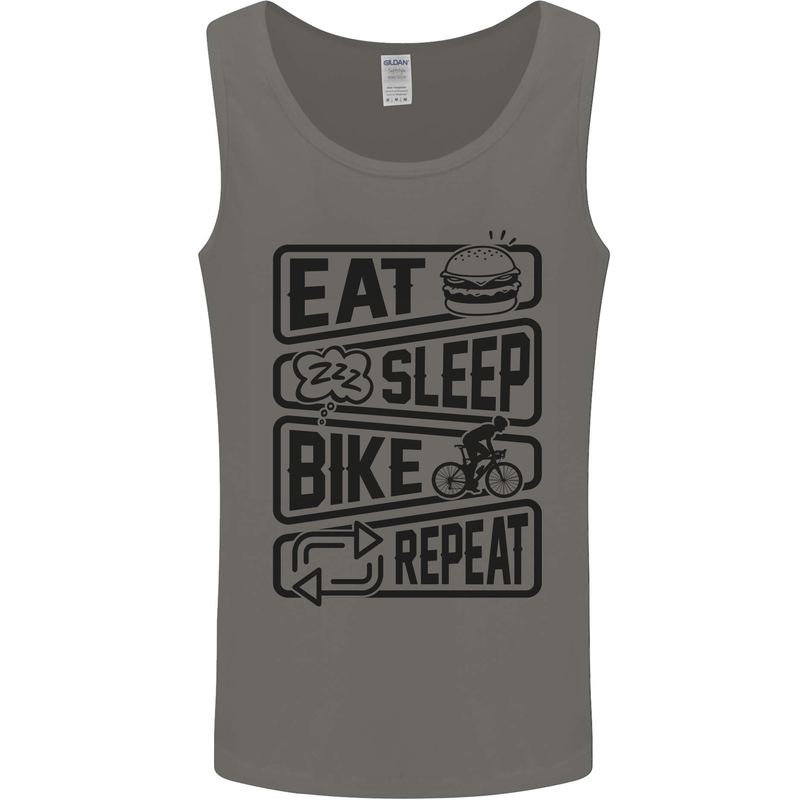 Cycling Eat Sleep Bike Repeat Funny Bicycle Mens Vest Tank Top Charcoal
