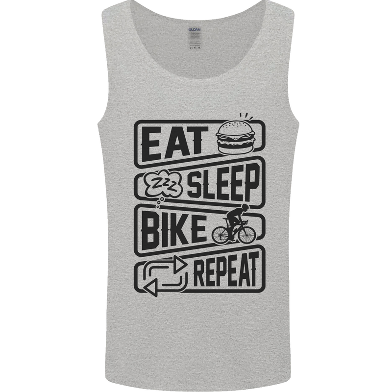Cycling Eat Sleep Bike Repeat Funny Bicycle Mens Vest Tank Top Sports Grey