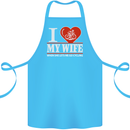 Cycling I Love My Wife Cyclist Funny Cotton Apron 100% Organic Turquoise