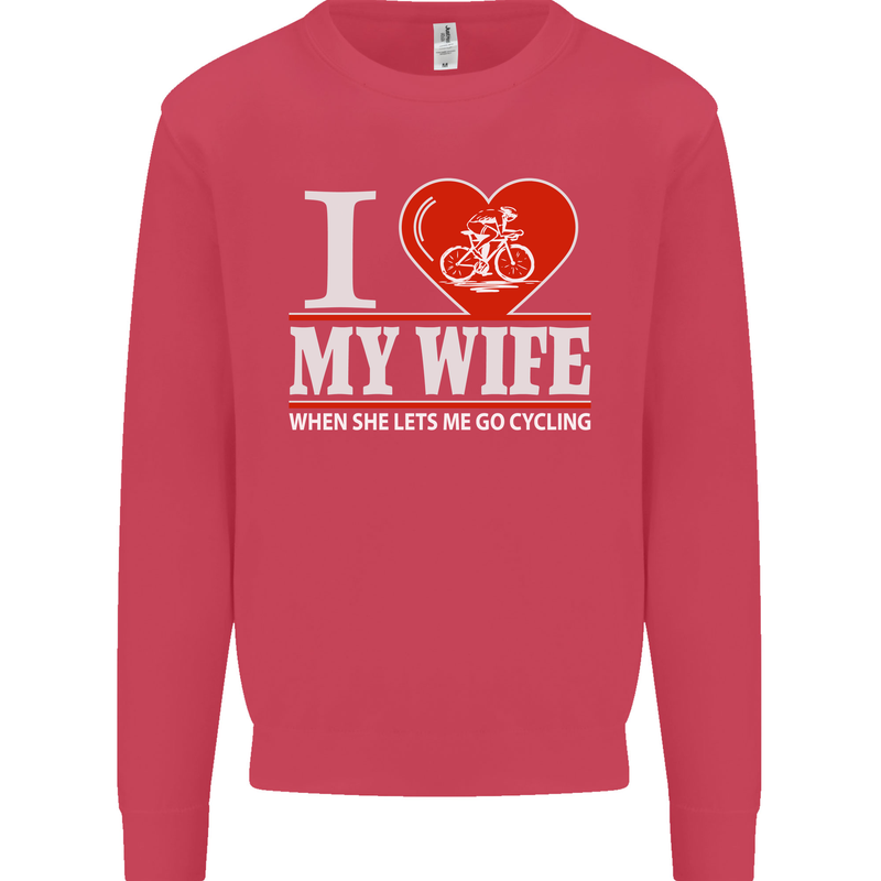 Cycling I Love My Wife Cyclist Funny Mens Sweatshirt Jumper Heliconia