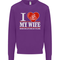 Cycling I Love My Wife Cyclist Funny Mens Sweatshirt Jumper Purple