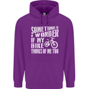Cycling I Wonder If My Bike Bicycle Cyclist Childrens Kids Hoodie Purple