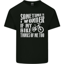 Cycling I Wonder If My Bike Bicycle Cyclist Mens Cotton T-Shirt Tee Top Black