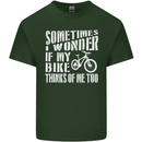 Cycling I Wonder If My Bike Bicycle Cyclist Mens Cotton T-Shirt Tee Top Forest Green