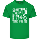 Cycling I Wonder If My Bike Bicycle Cyclist Mens Cotton T-Shirt Tee Top Irish Green