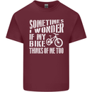 Cycling I Wonder If My Bike Bicycle Cyclist Mens Cotton T-Shirt Tee Top Maroon