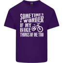 Cycling I Wonder If My Bike Bicycle Cyclist Mens Cotton T-Shirt Tee Top Purple
